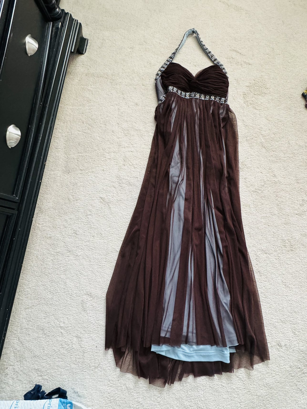 Evening dress chiffon with heavy beard work