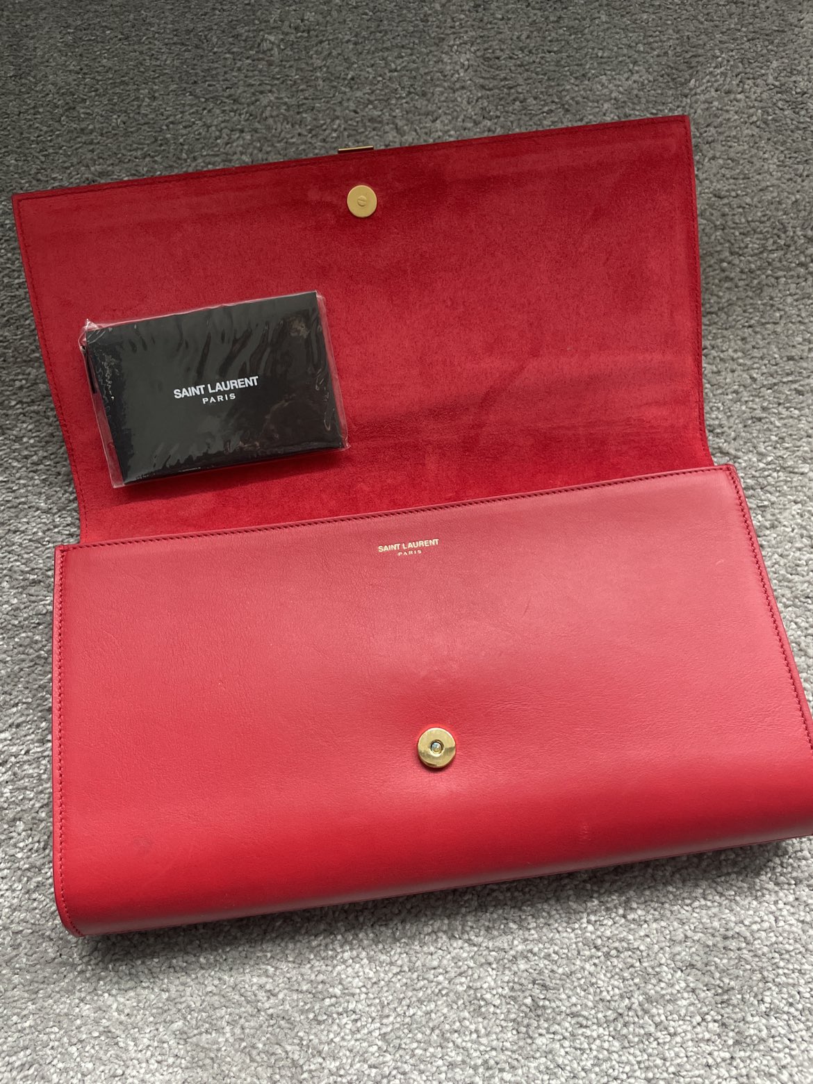 Red YSL large clutch bag - photo 3