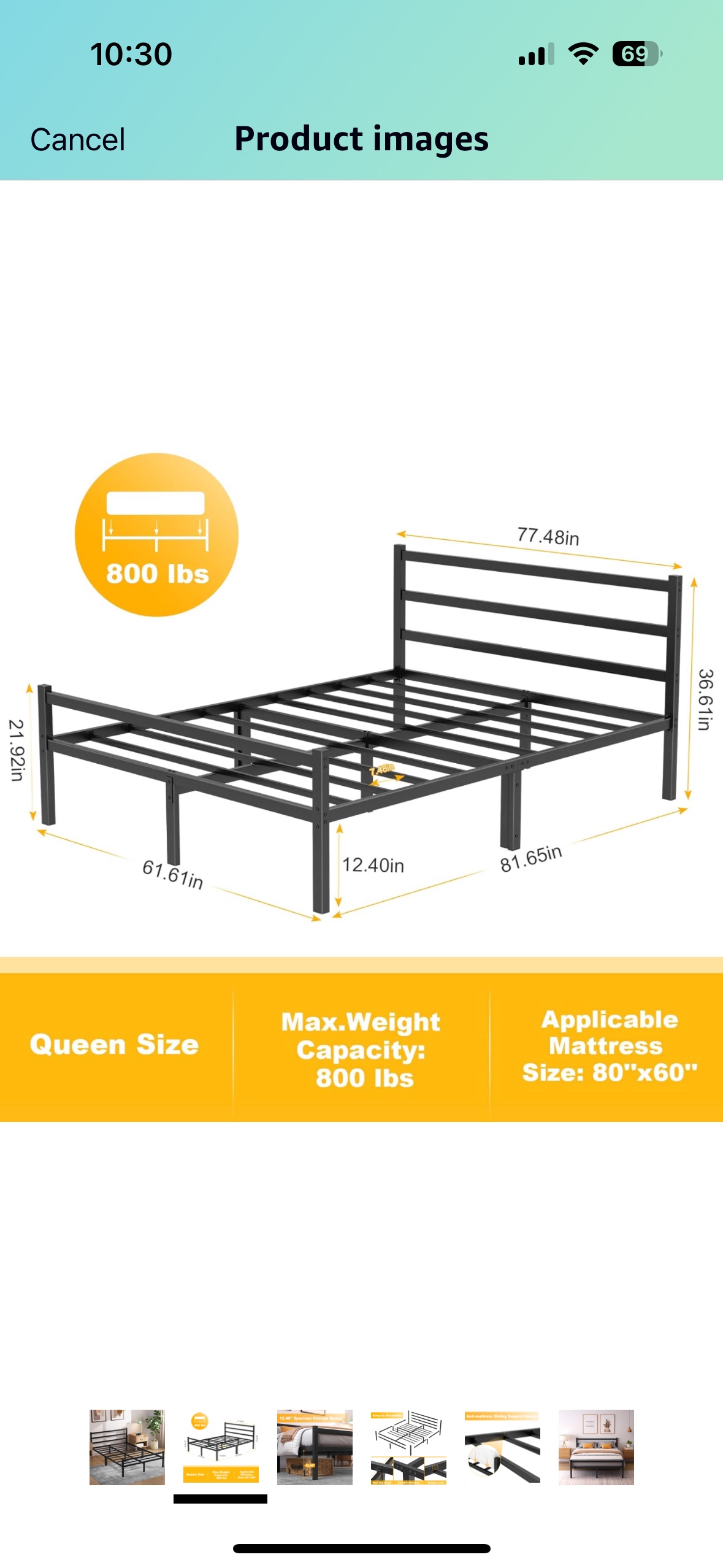 Queen Metal Bed frame - photo 2