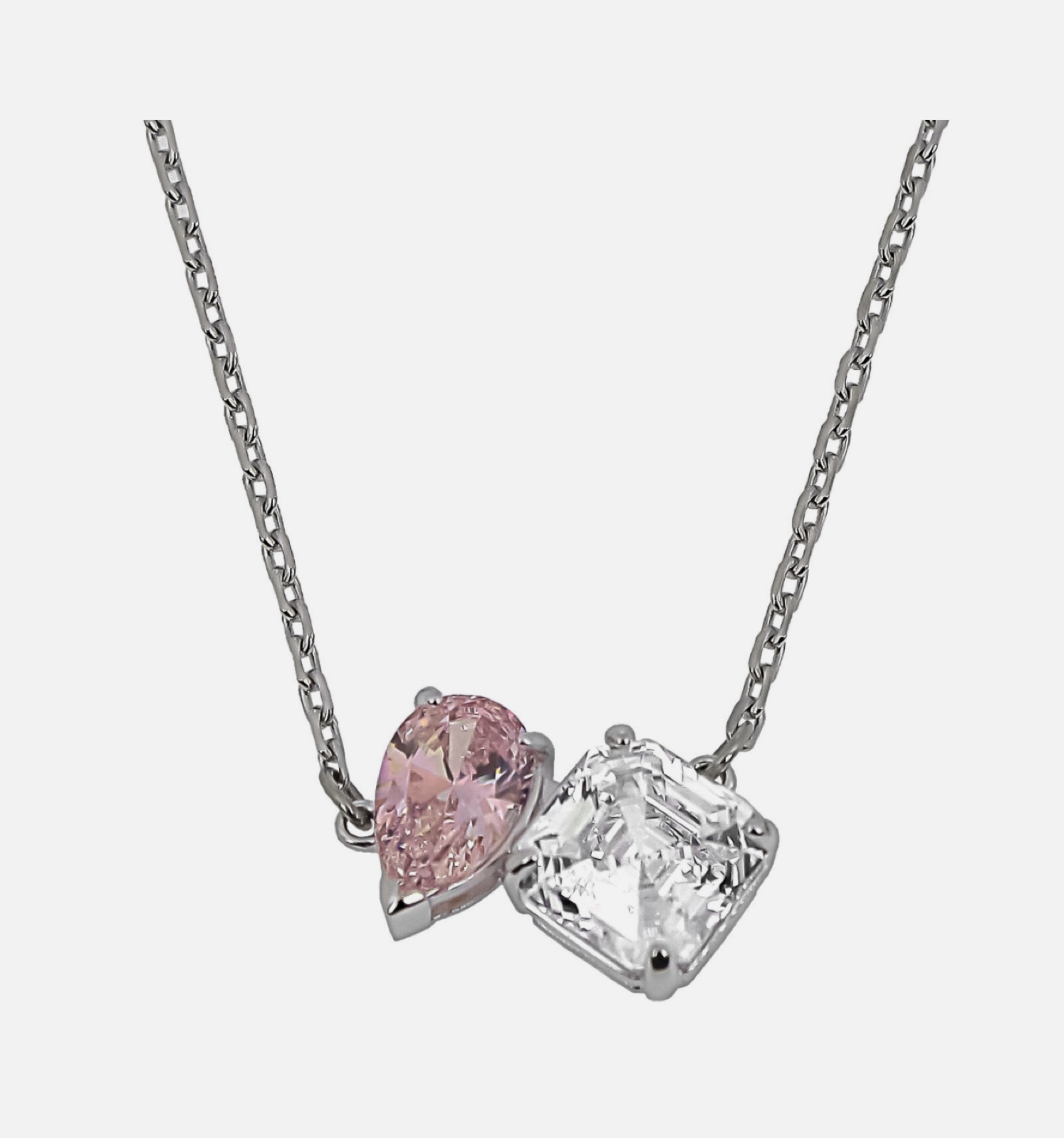 Swarovski Rhodium plated-Women’s Necklace Pink Heart thumbnail