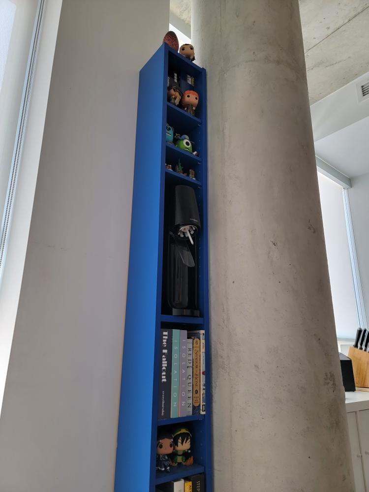 Blue bookcase/shelving unit