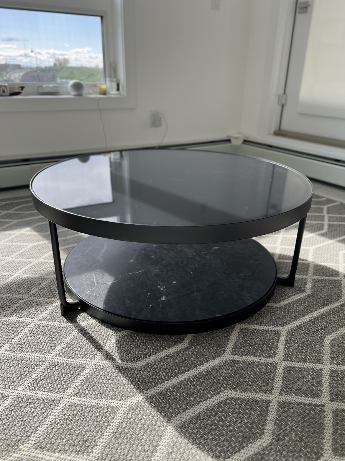 Ikea FRÖTORP Black Round Coffee Table (steel and Glass) for Sale
