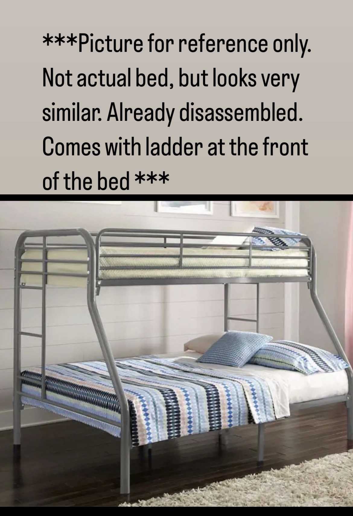 Metal bunk bed single over double