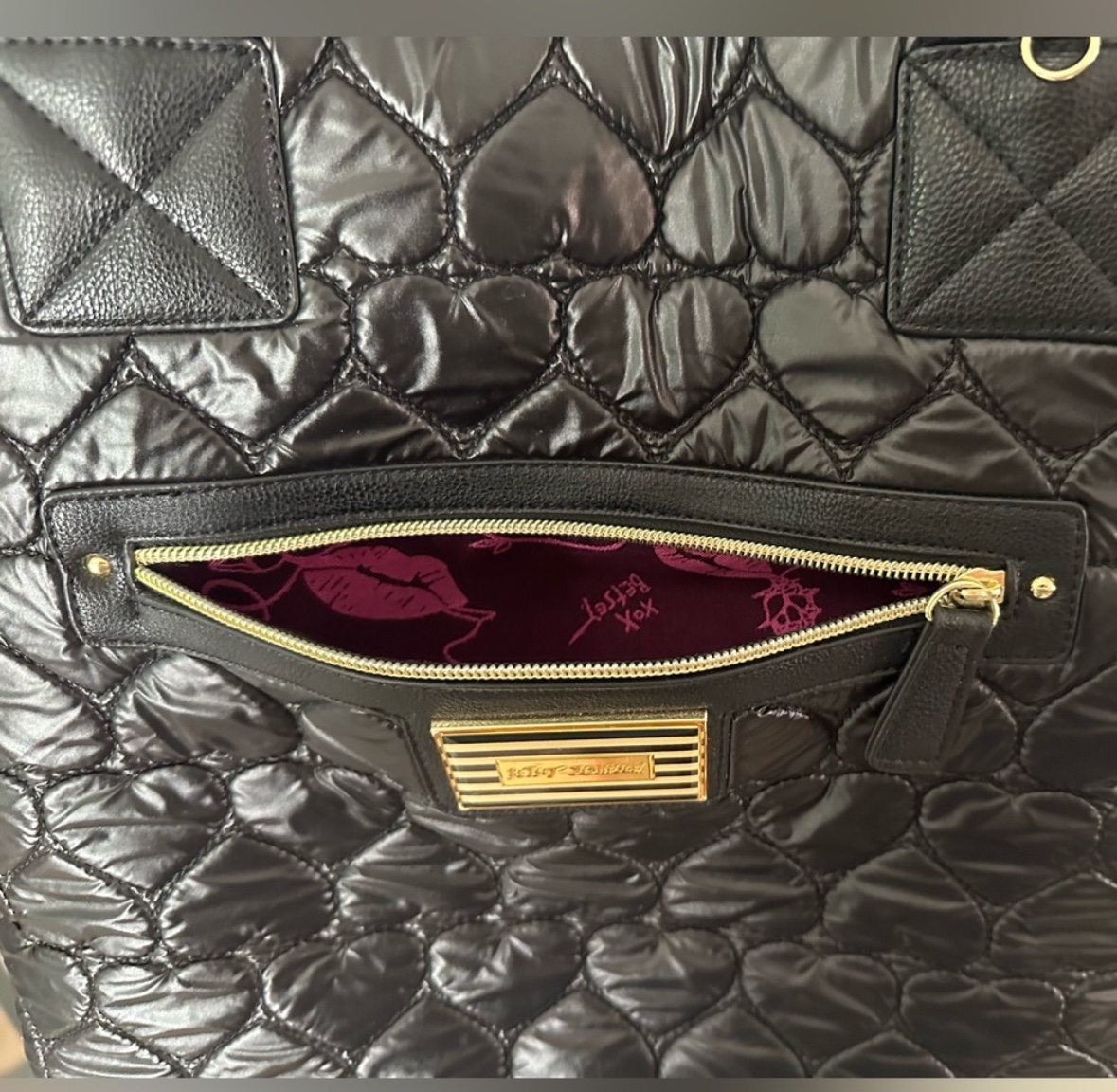 Betsey Johnson Black Quilted Large Tote Bag - photo 5