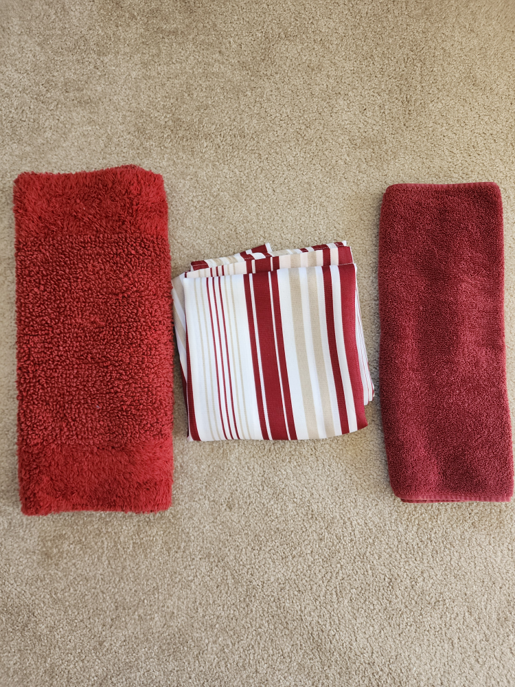 shower curtain, bath rug, hand towel set thumbnail