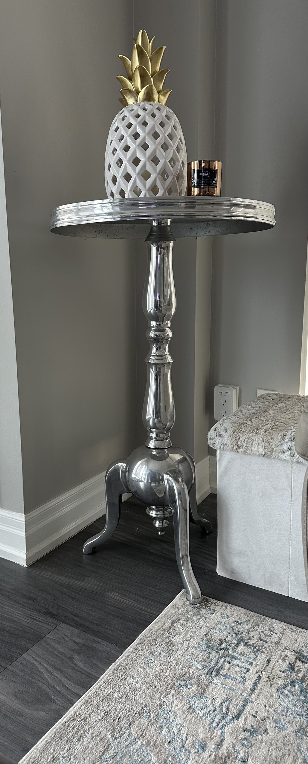 $60-Beautiful pewter stand 3feet height thumbnail