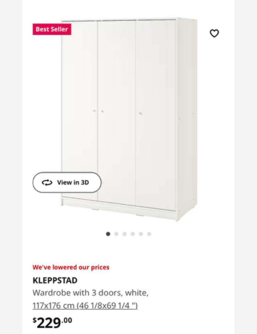 Ikea Kleppstad white wardrobe