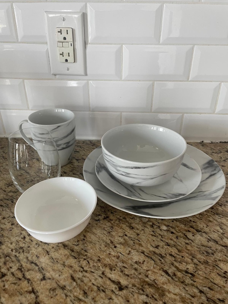 Dinner set with glasses
