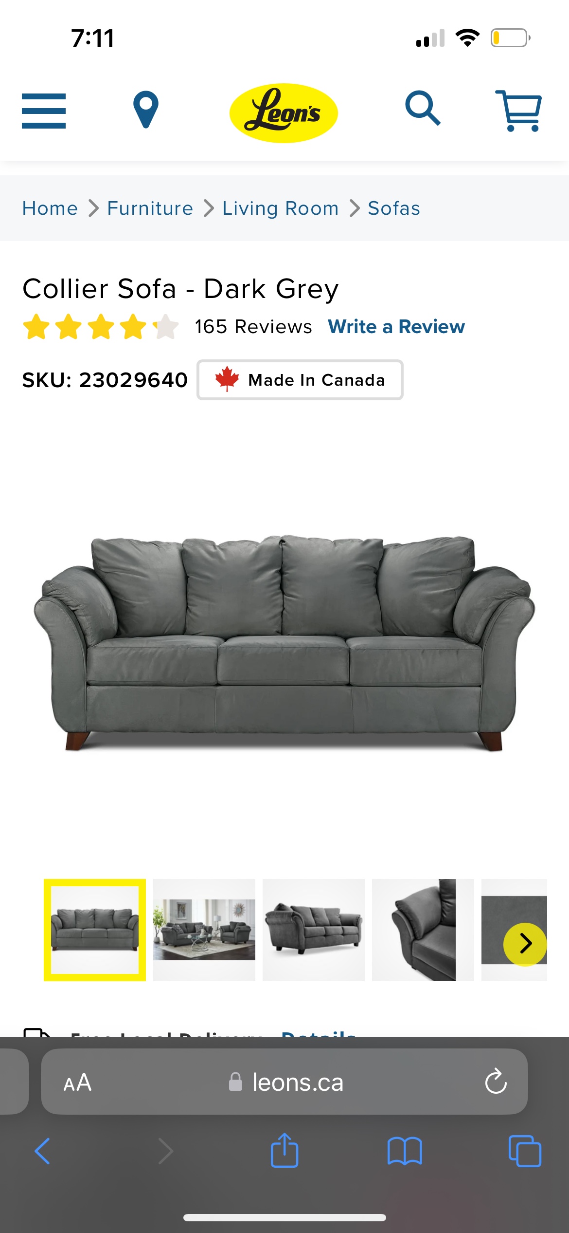 Leons Collier Sofa - Dark Grey - photo 4