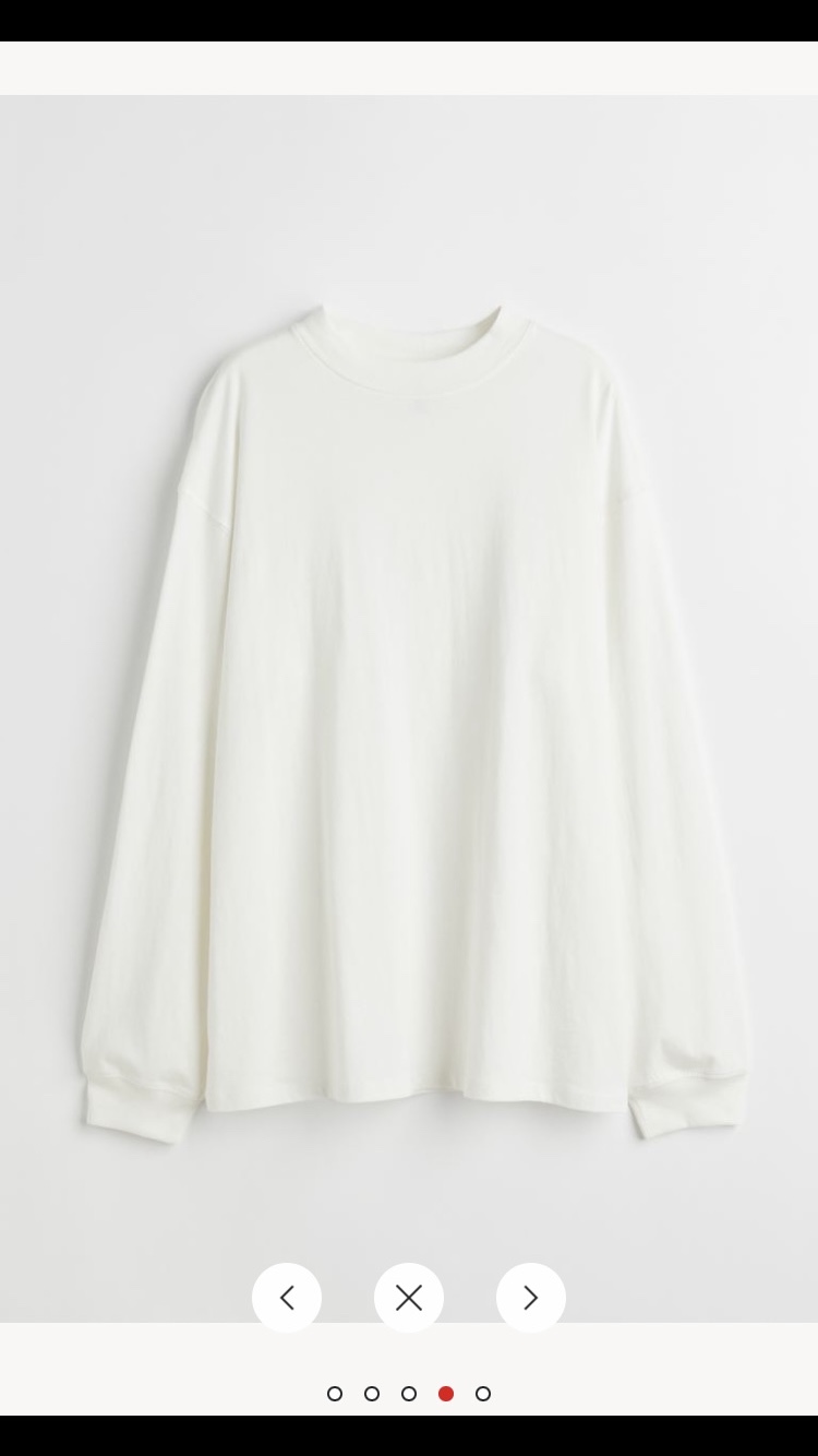 H&M Women’s White Long Sleeved 100% Cotton Jersey Shirt Size M👚🤍 image indicator(4)