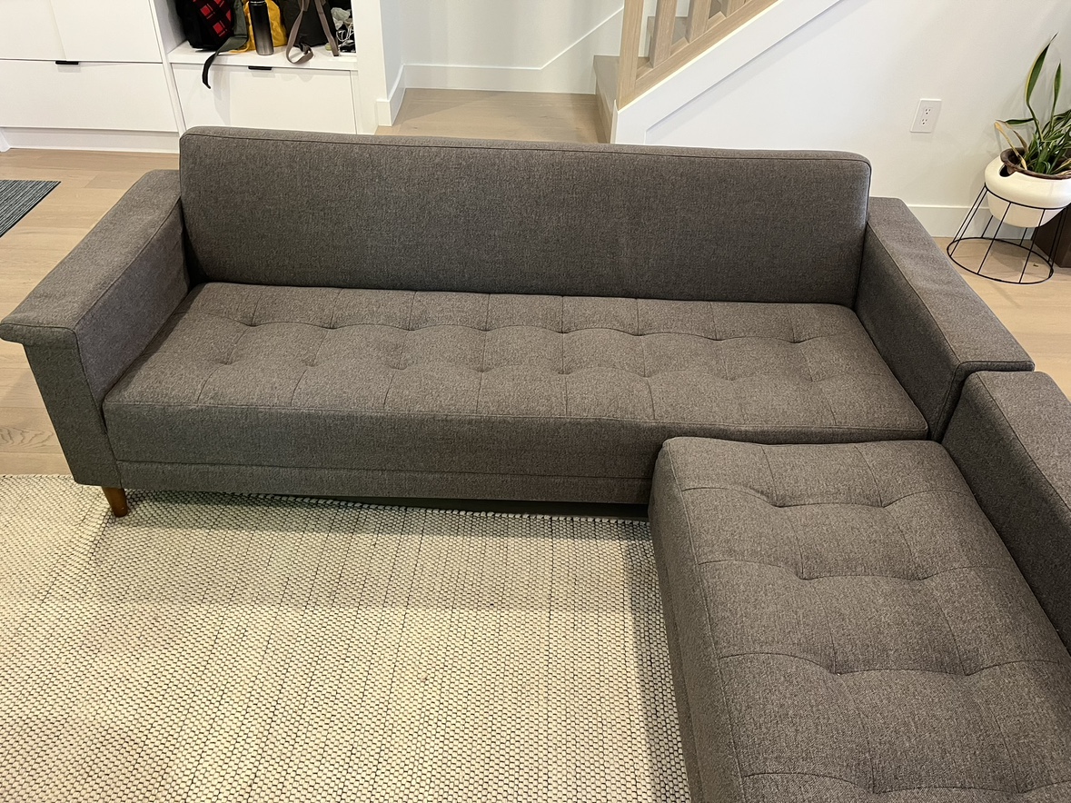 Gus Modern Grey Couch and Ottoman - photo 2
