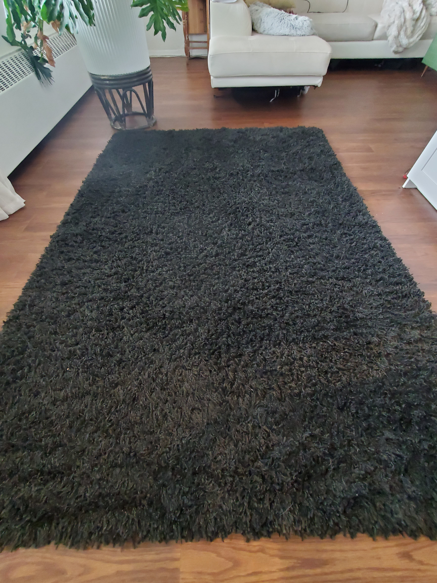 5' x 7'3" Black Shag Rug thumbnail