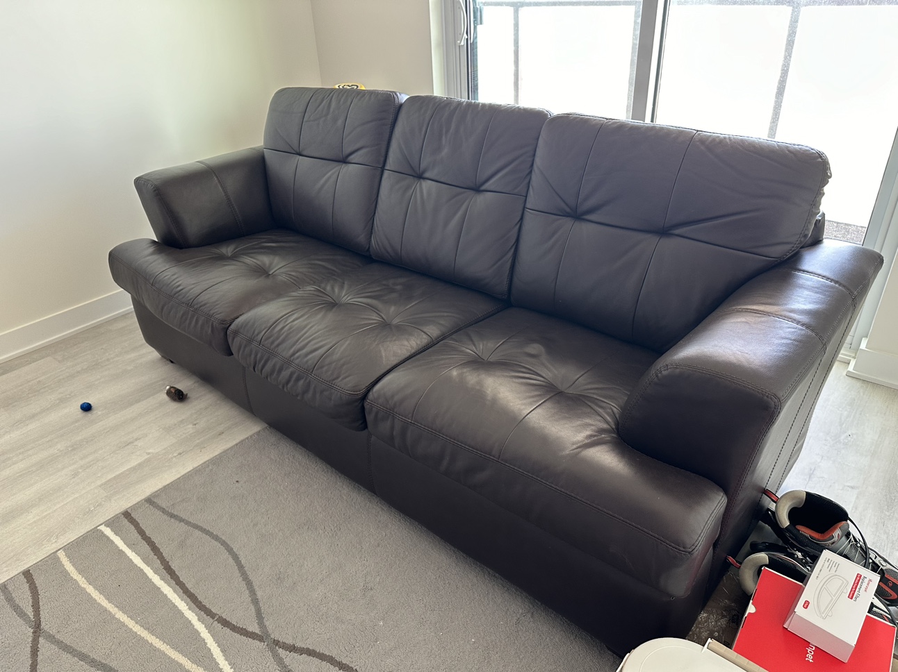 Brown leather sofa