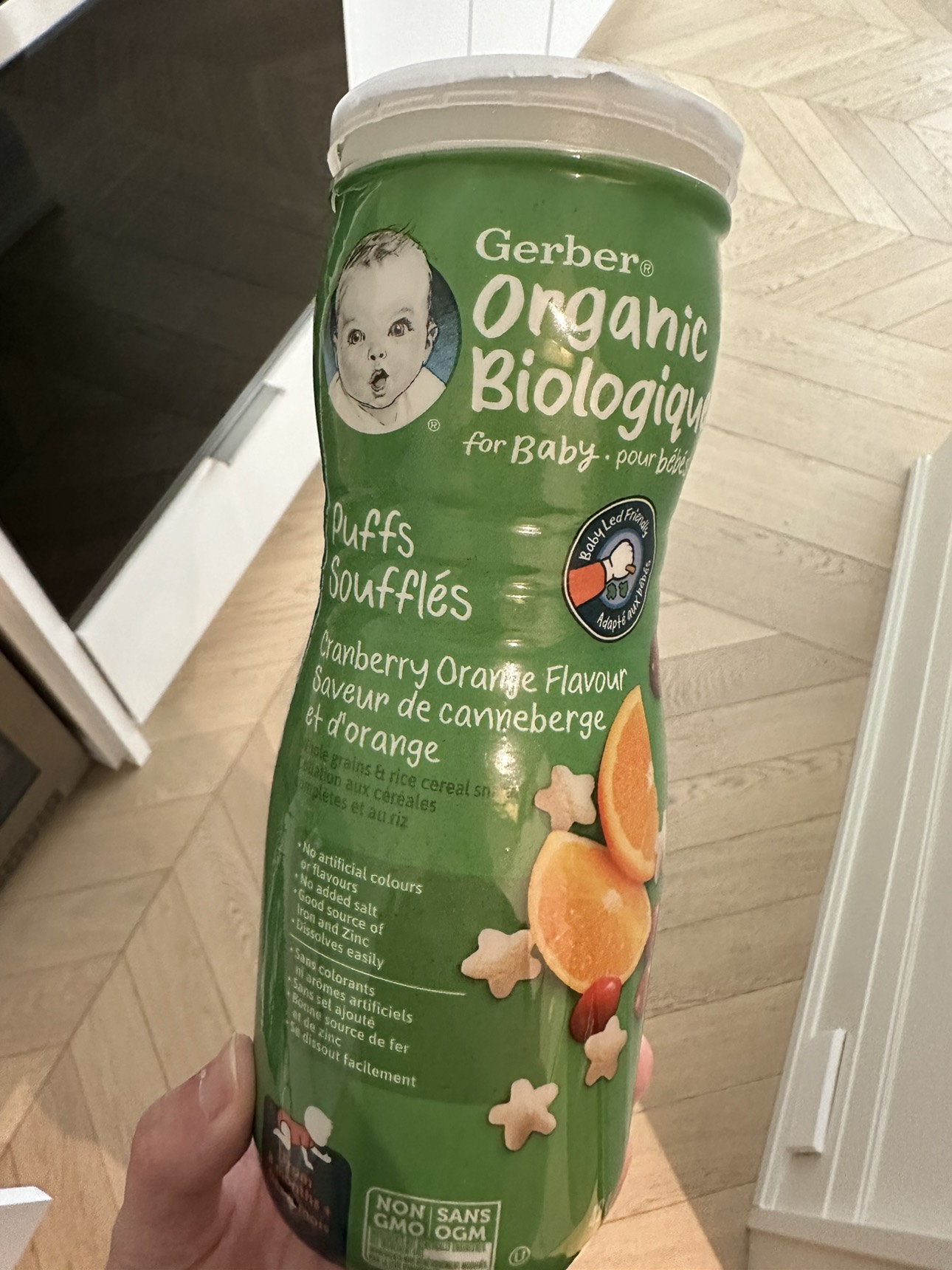 6 cans Baby Snacks GERBER Organic Puffs, Cranberry Orange - photo 2