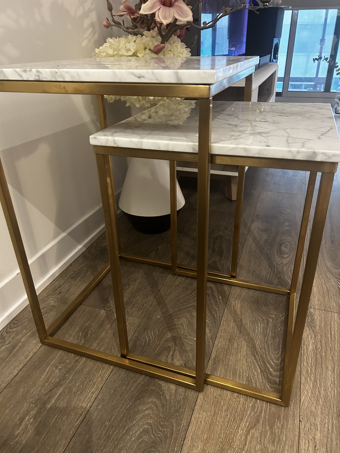 Marble/ gold nest table from structube - photo 5