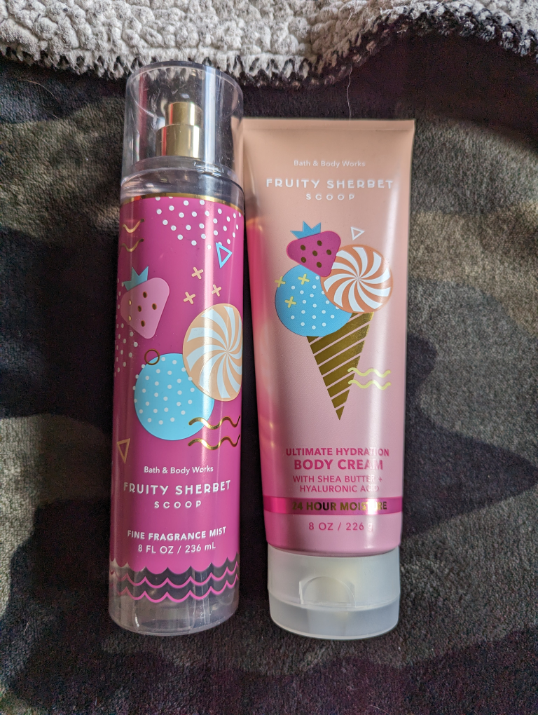 Bath and body works mist and body cream.
