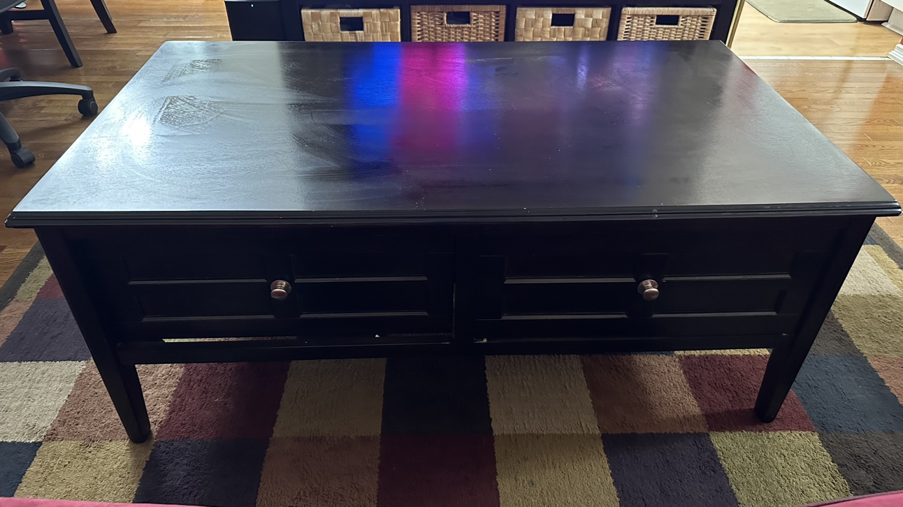 Dark Brown Coffee Table with Two Drawers $50 or best offer