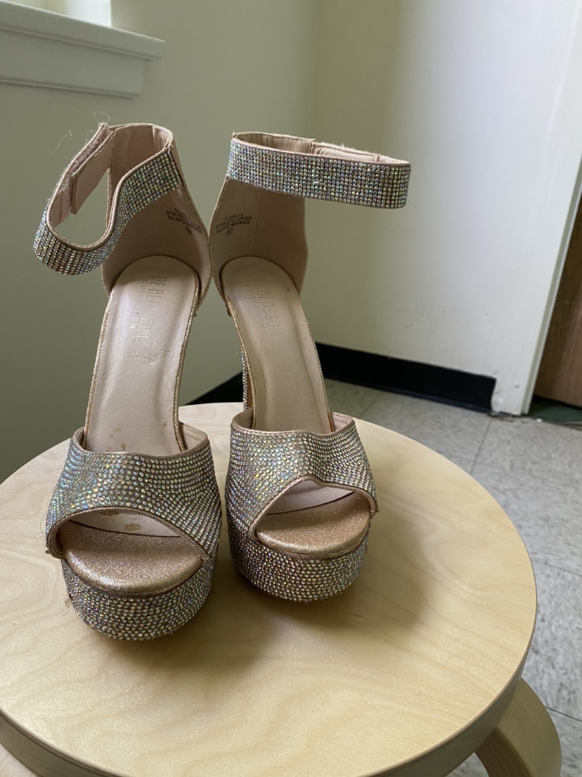 Rhine stone plat form high heeled shoes
