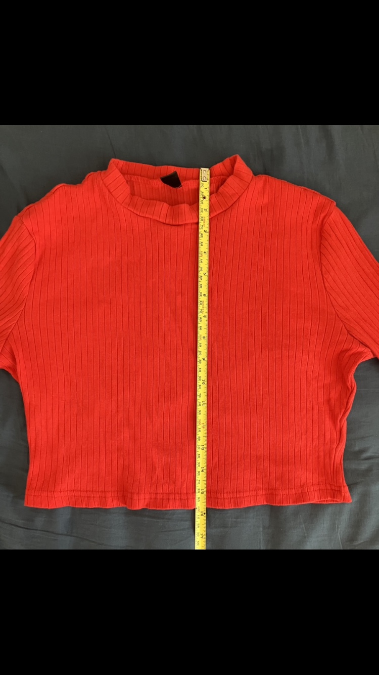 Shein Women’s Red Cotton Rib Knit Crop Top Size XL  👚❤️🍒 image indicator(4)