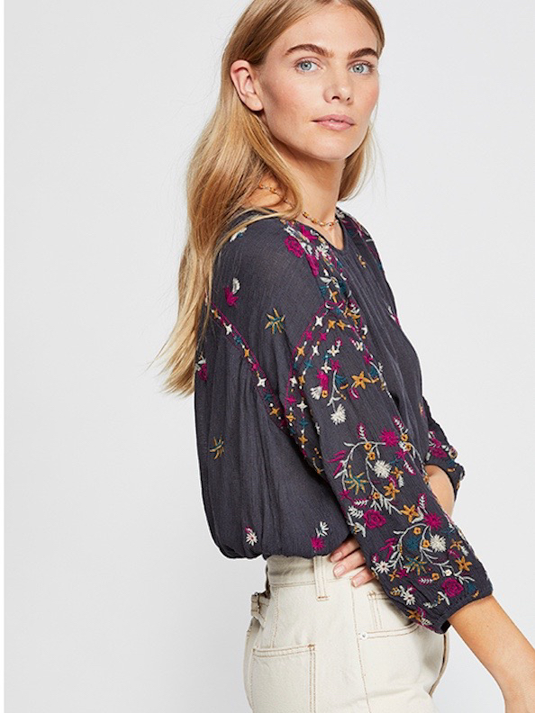 Free People “Wild Flowers” blouse • size M • indigo image indicator(9)