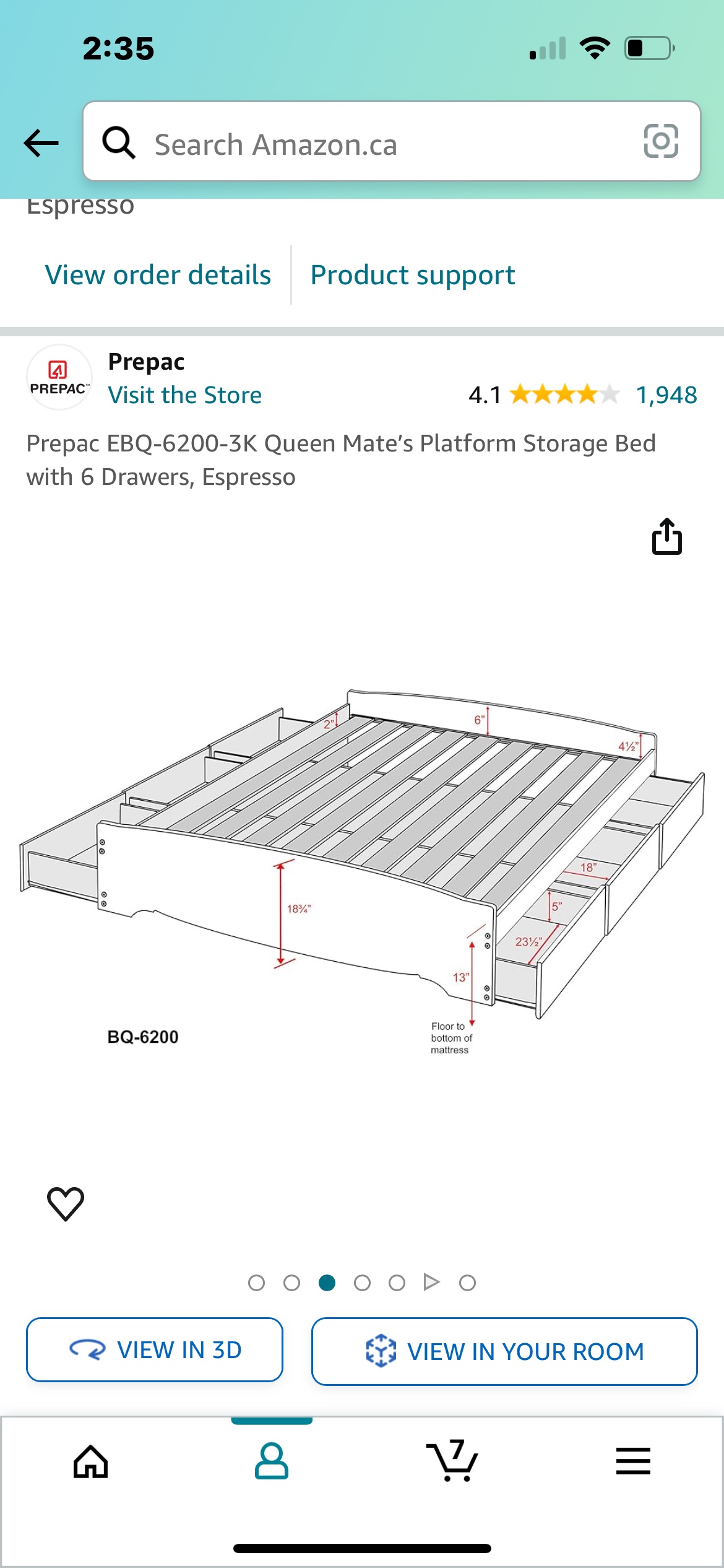 Queen bed with 6 drawers. Also includes headboard