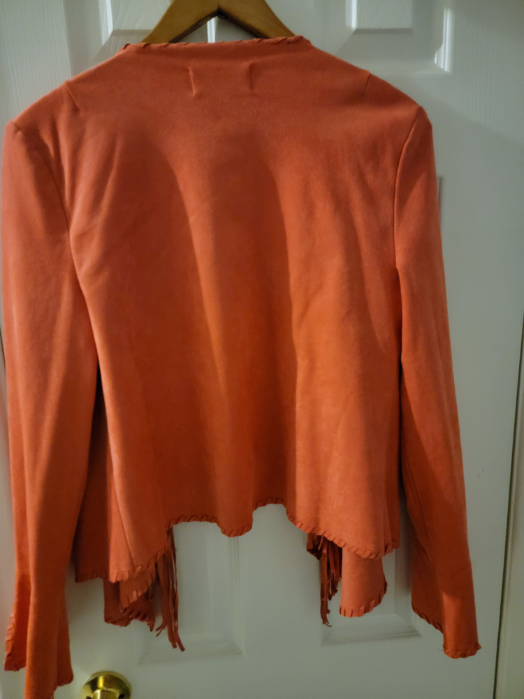 Salmon Faux suede waterfall fringe jacket image indicator(6)