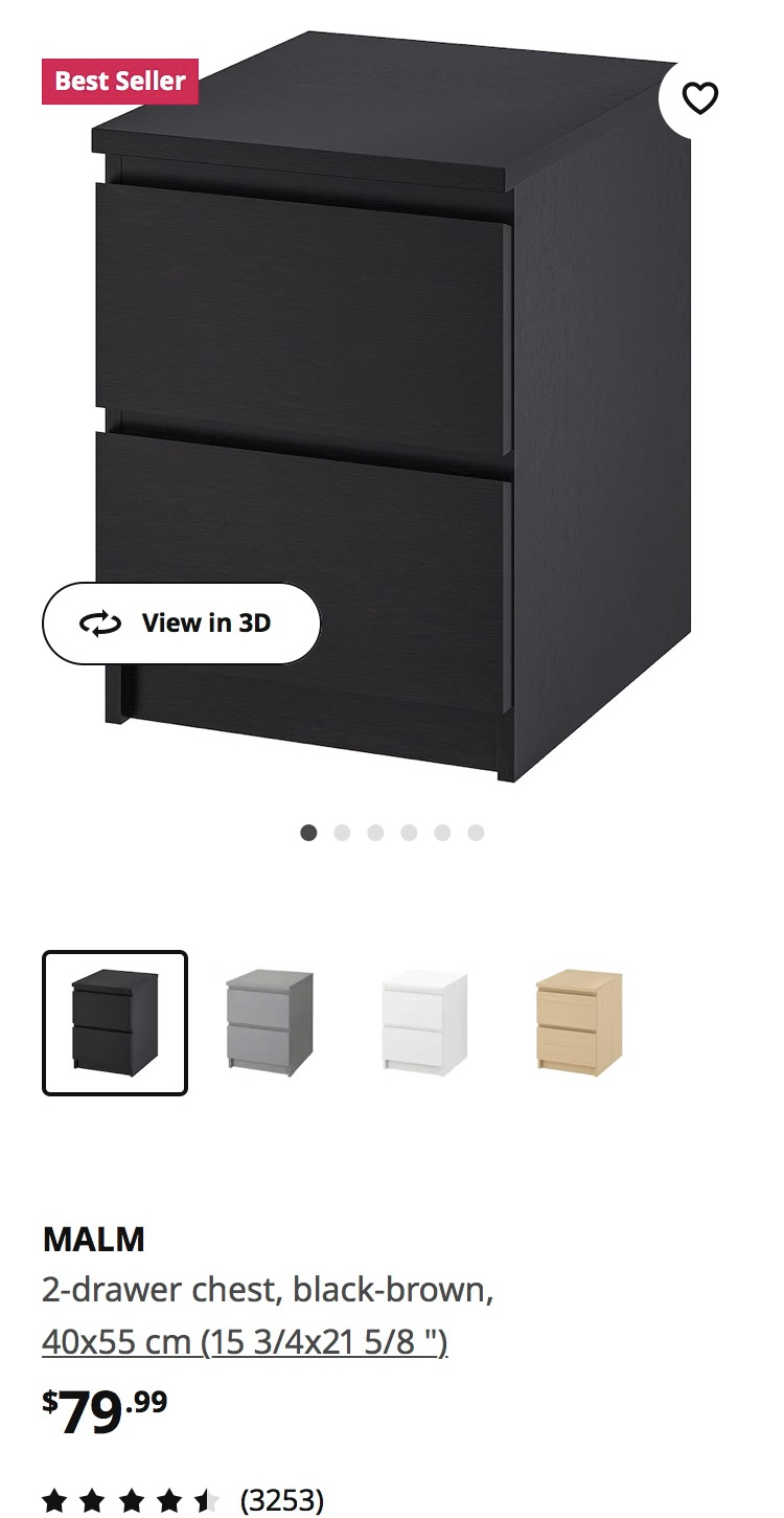 2x IKEA Malm bedside tables- black/brown - photo 3