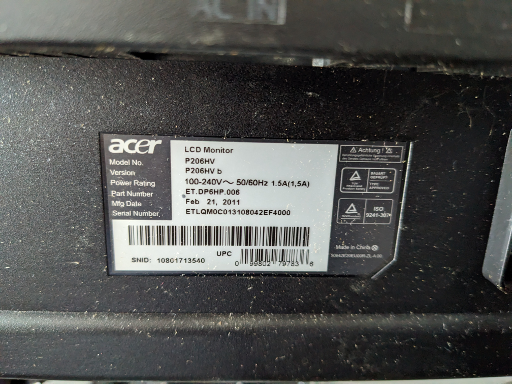 Acer P206HV 20" LCD Monitor Needs to be cleaned image indicator(4)