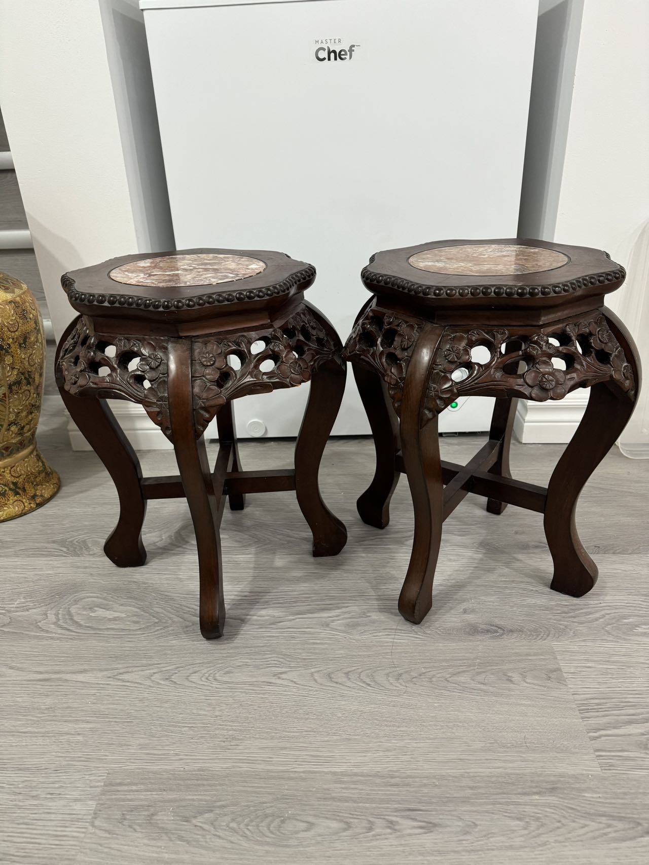 2 Marble Planter stand / End Side Table/ stool