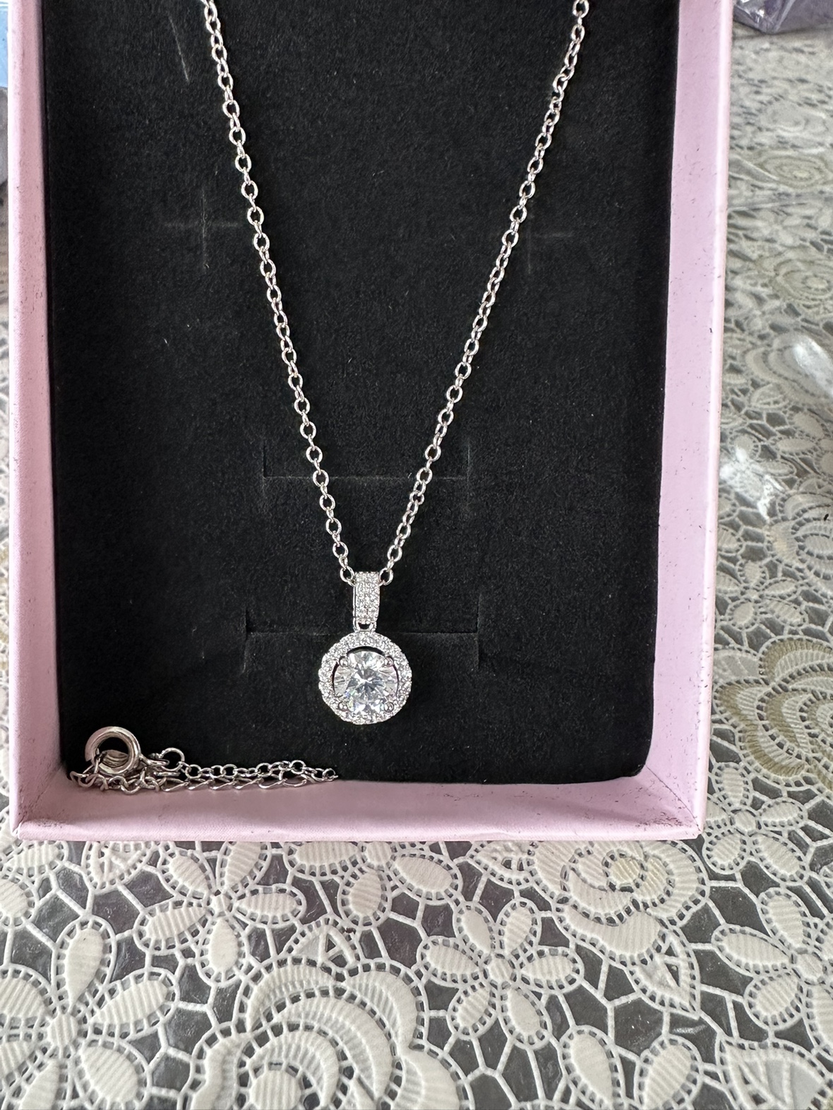 925 Sterling Silver 1ct Moissanite Women's Necklace Hypoalle