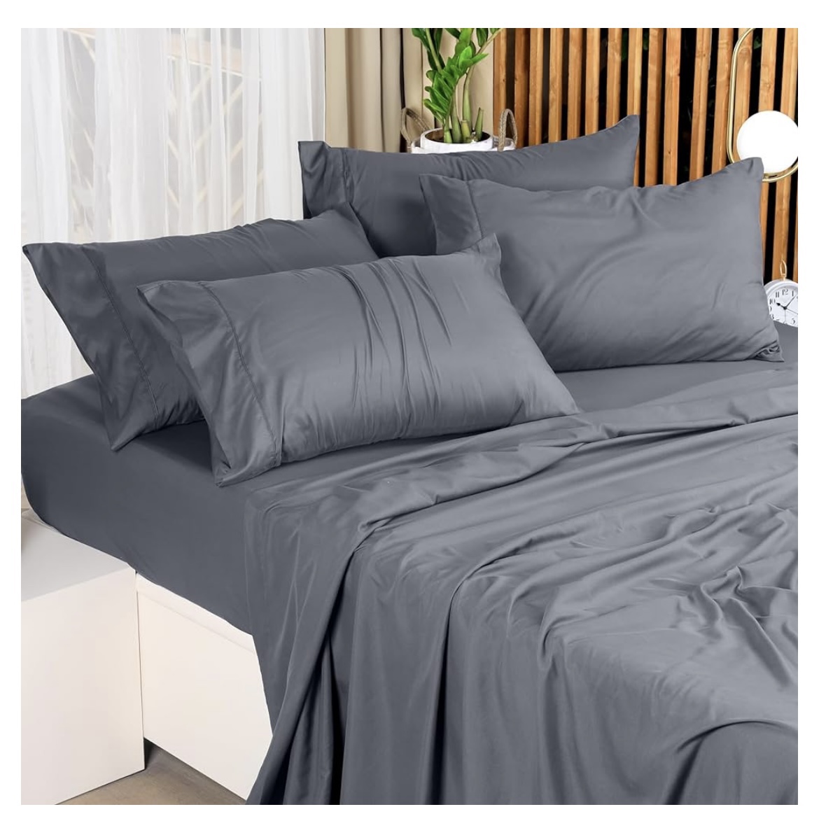 Grey microfiber bedsheets and pillowcases image indicator(3)
