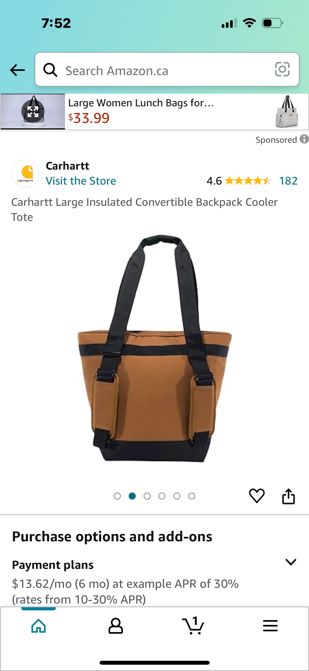 Carhartt Large Insulated Convertible Backpack Cooler Tote - photo 4
