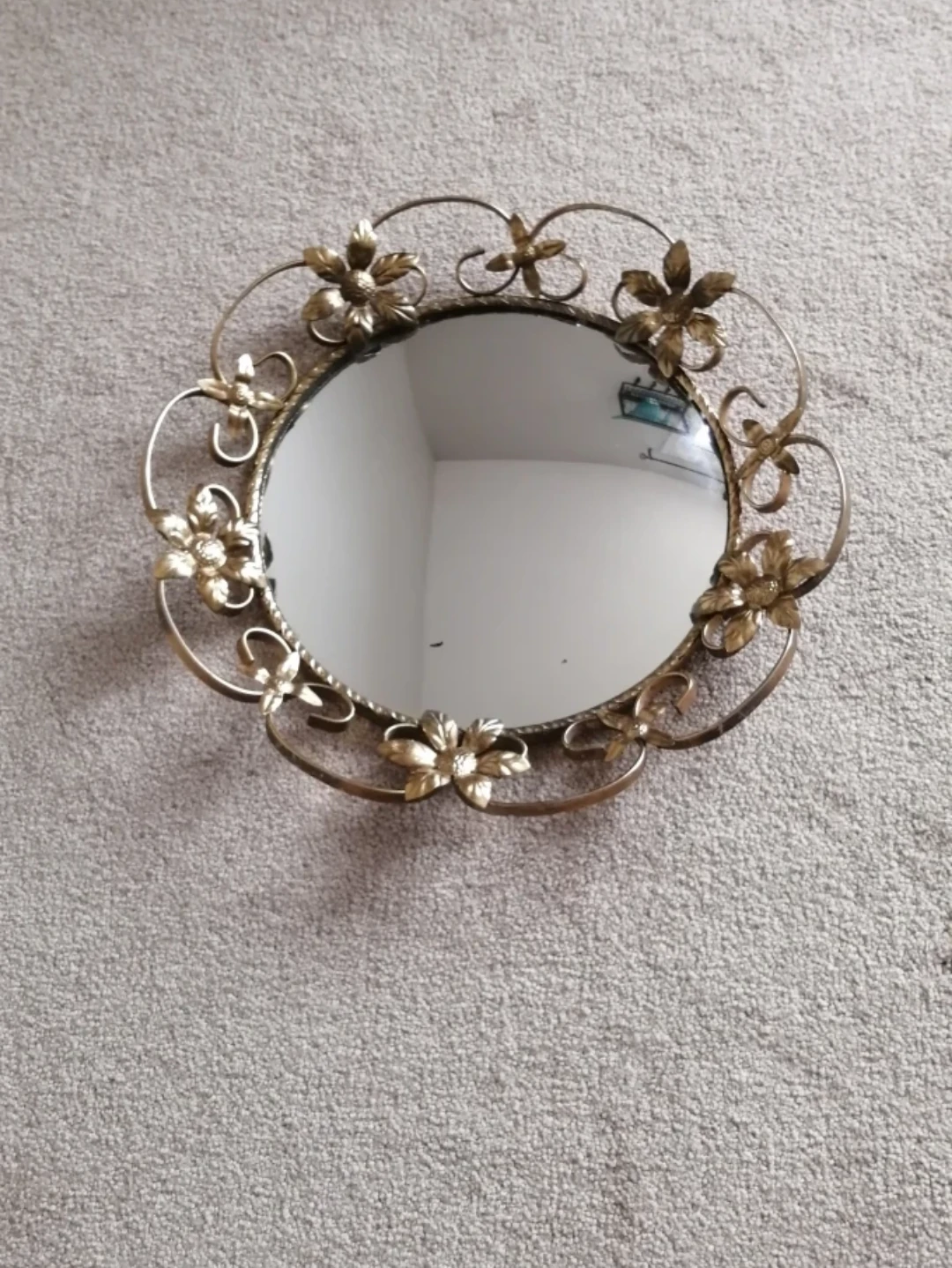Vintage "Fisheye" Brass Flower Mirror
