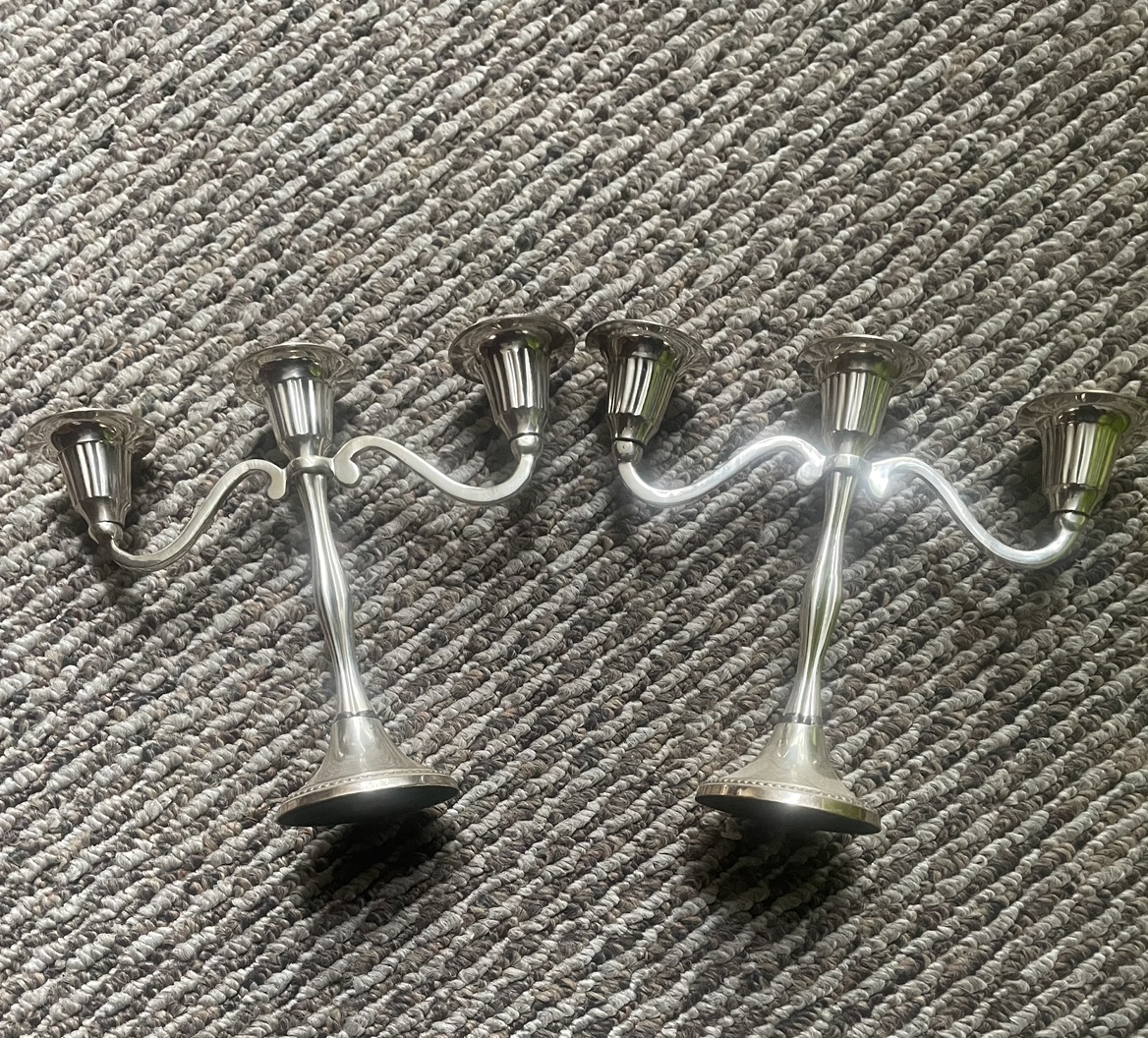 2 Vintage Silver Plated Candelabra Holds 3 Candles
