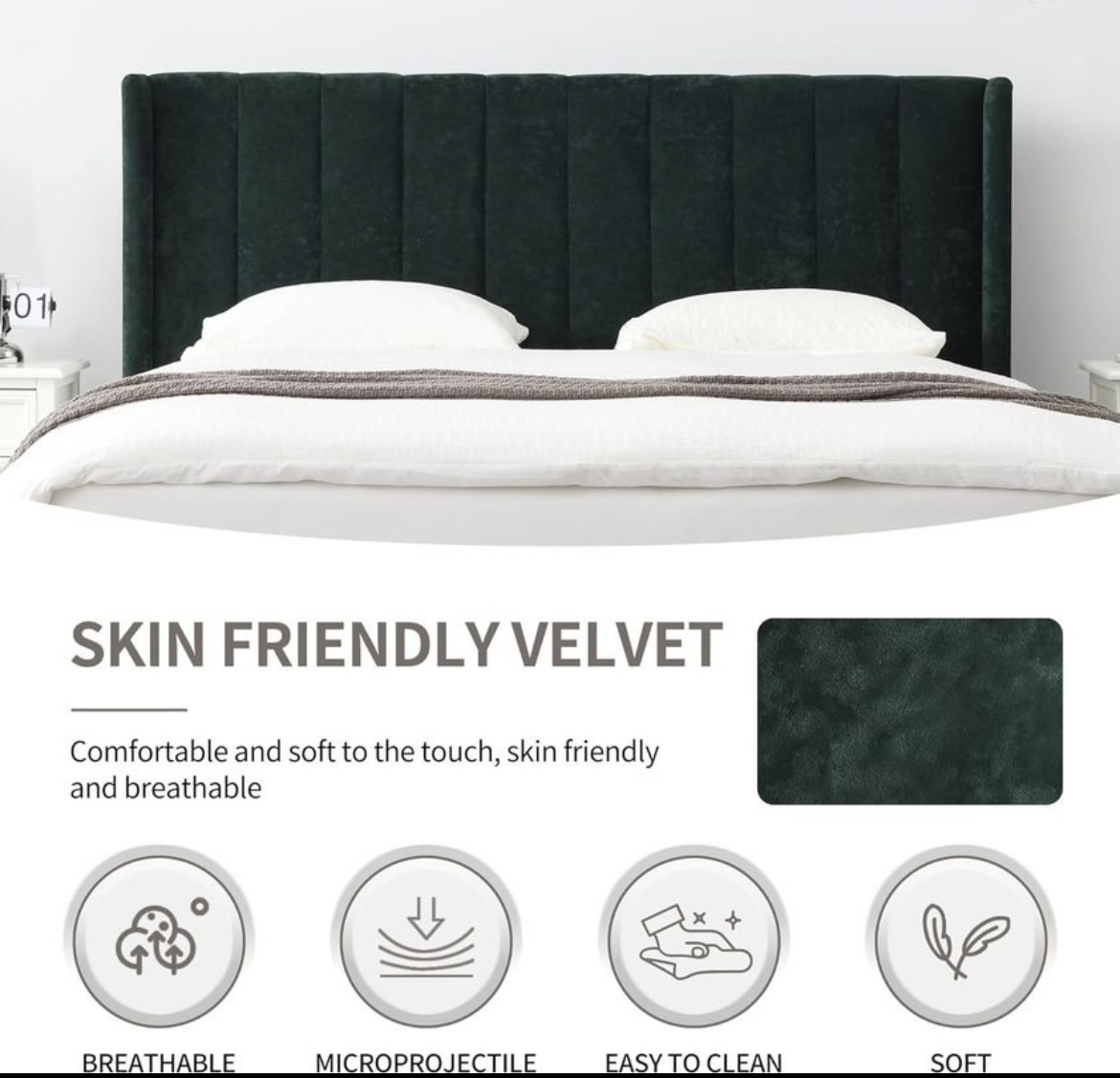YUHUASHI Upholstered Platform Bed Frame, Queen Size - photo 5