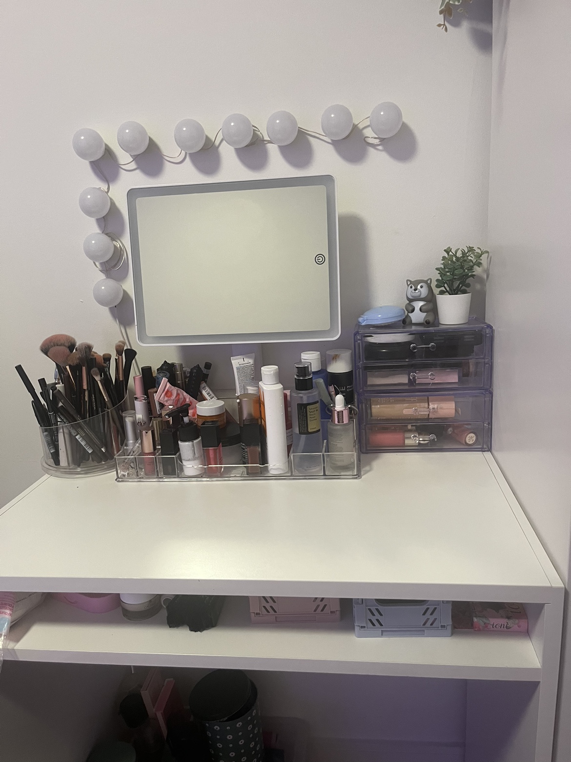 Desk and makeup vanity included