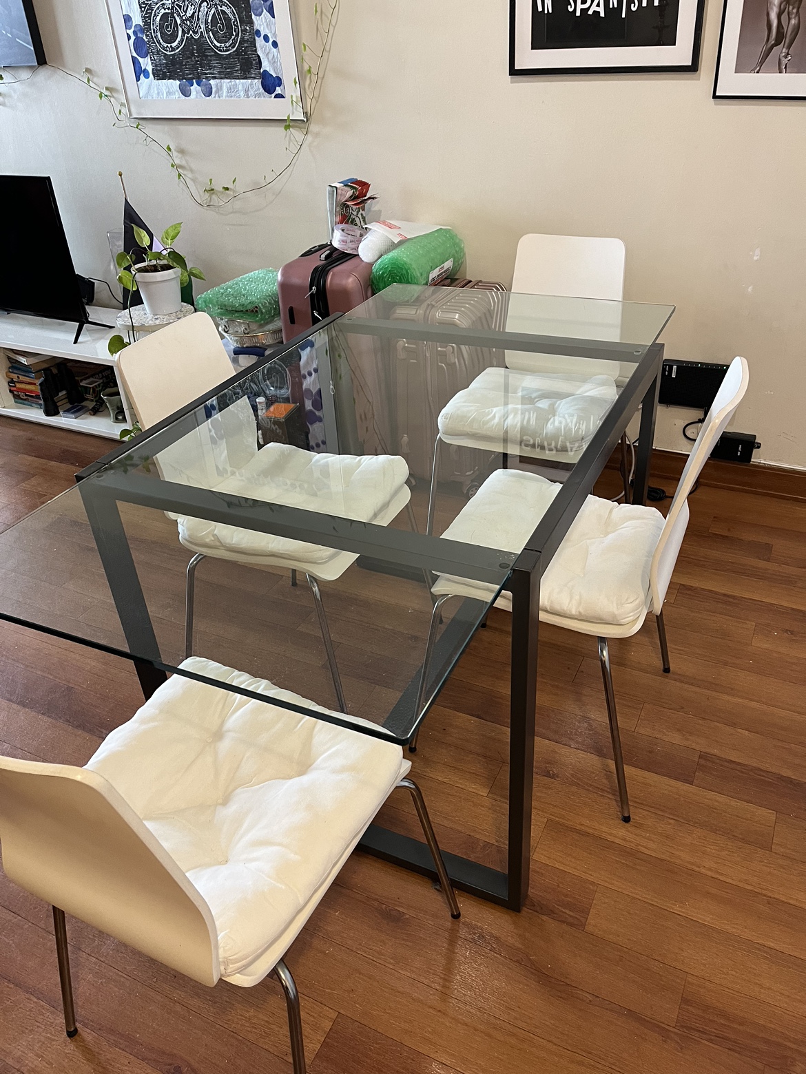 Dining glass table and chairs