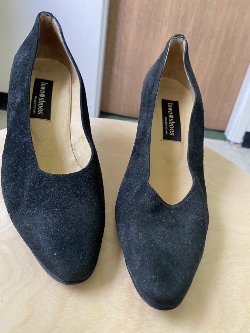 Black suede pumps