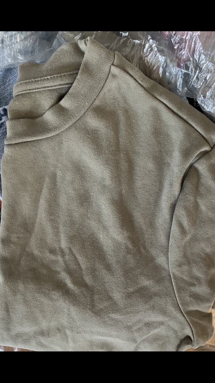 Shein Women’s Army Green Cotton Crop Top Shirt Size XL 👚💚 image indicator(5)