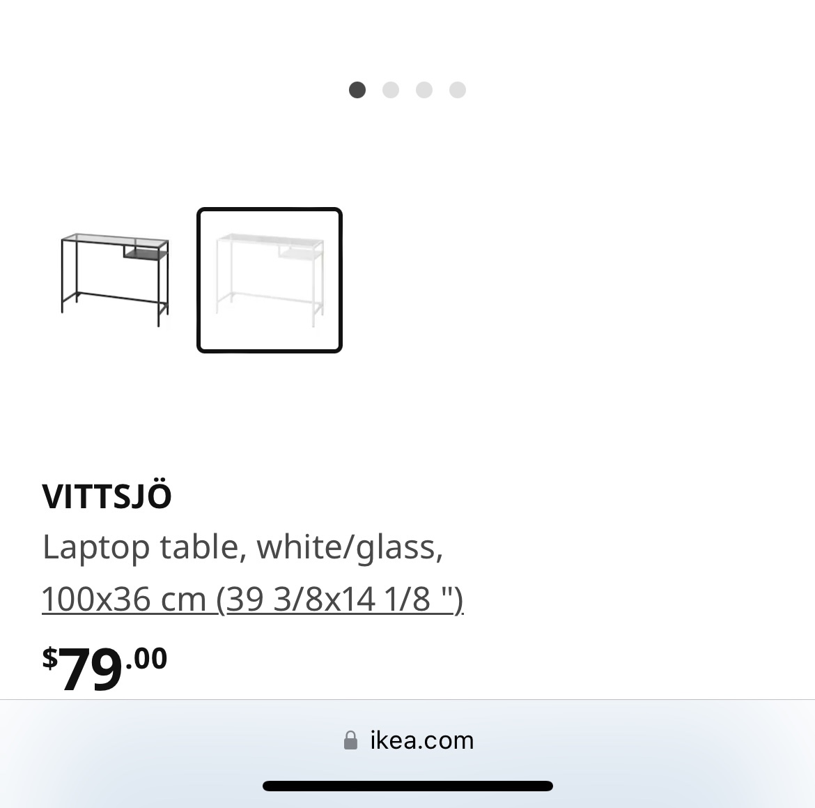 IKEA Vittsjö laptop table desk - white glass - photo 3