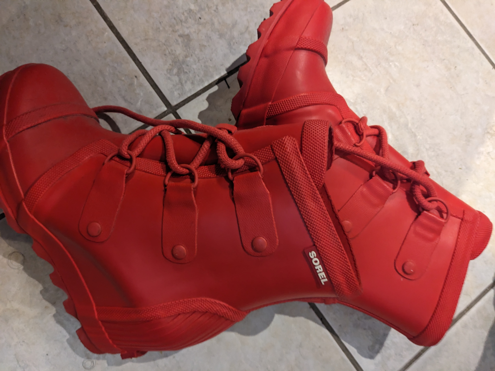 brand new red Sorel Rain Boot Wedges size 7.5 thumbnail