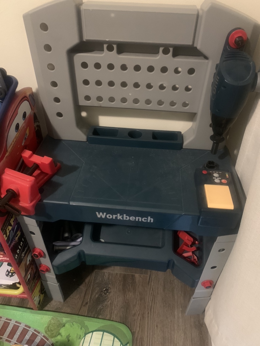 Kids workbench with lots of tools