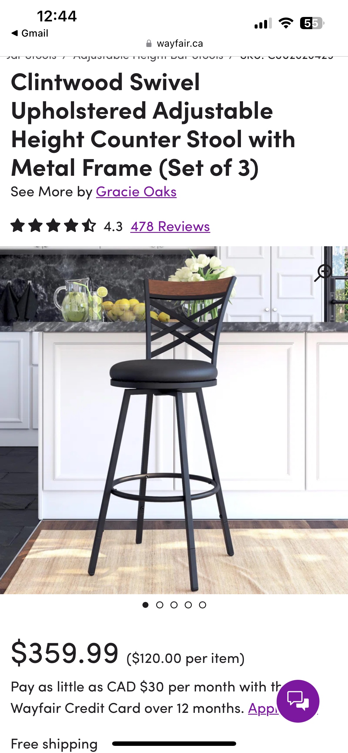 Bar stools (set of 3)