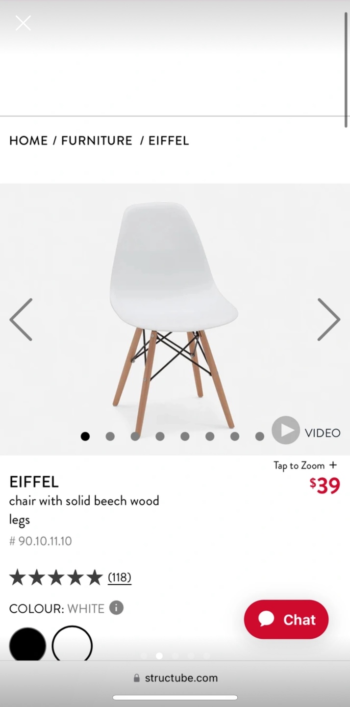 Eiffel dining table with 4chairs