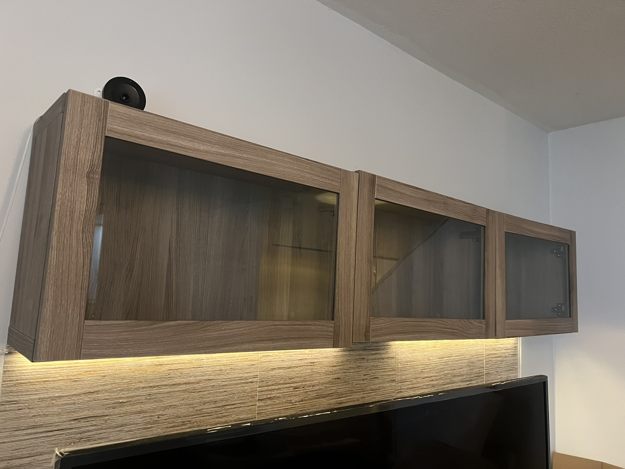 IKEA BESTA all walnut TV unit with glass door