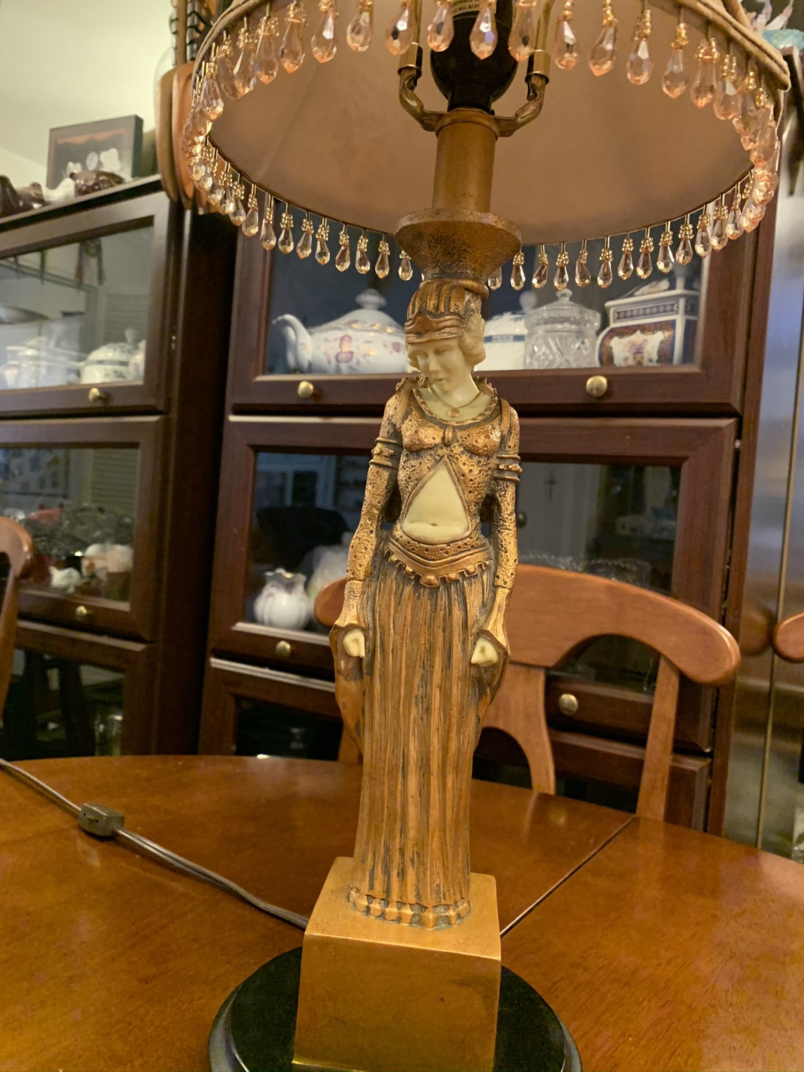 Vintage art deco style table lamp 27H image indicator(4)