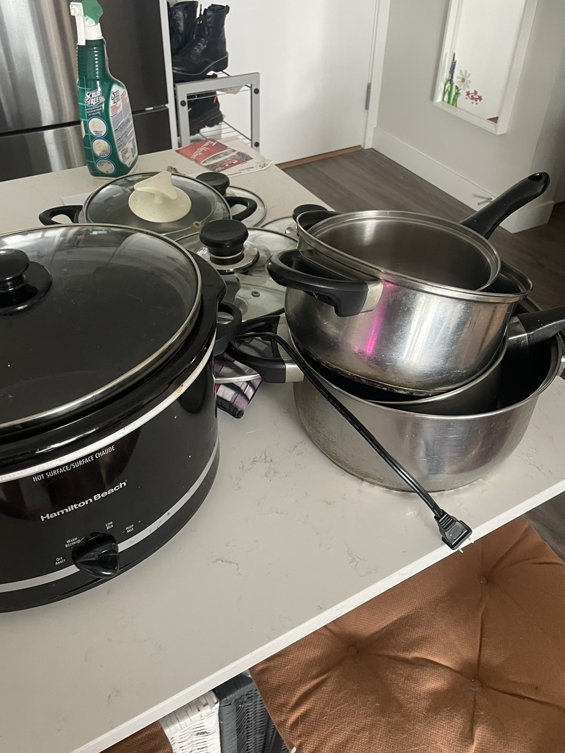Pots with covers and a Slowcooker
