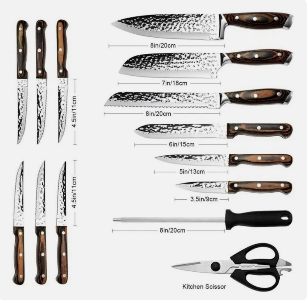 ELEGANT LIFE 15-Piece Set with Block Wood image indicator(8)