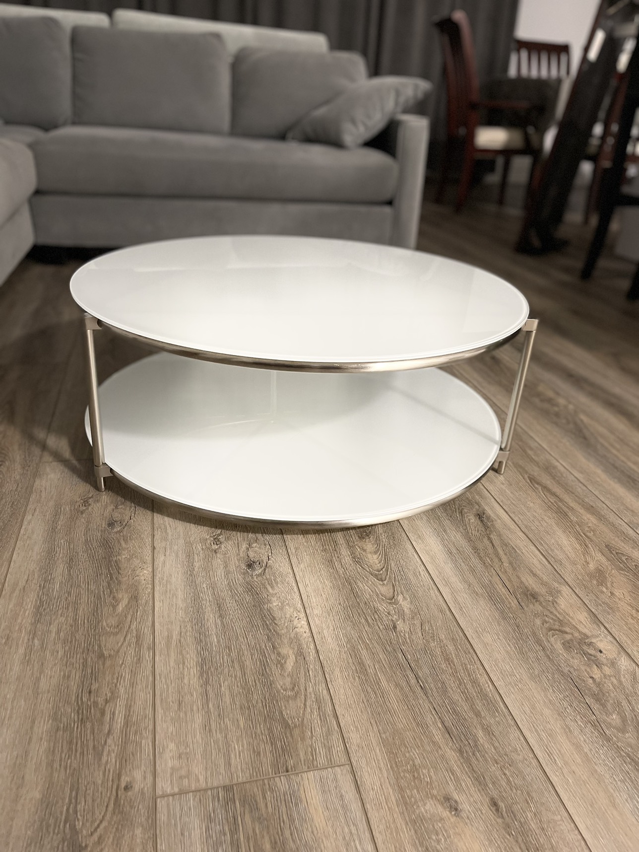 Coffee table, silver /glass