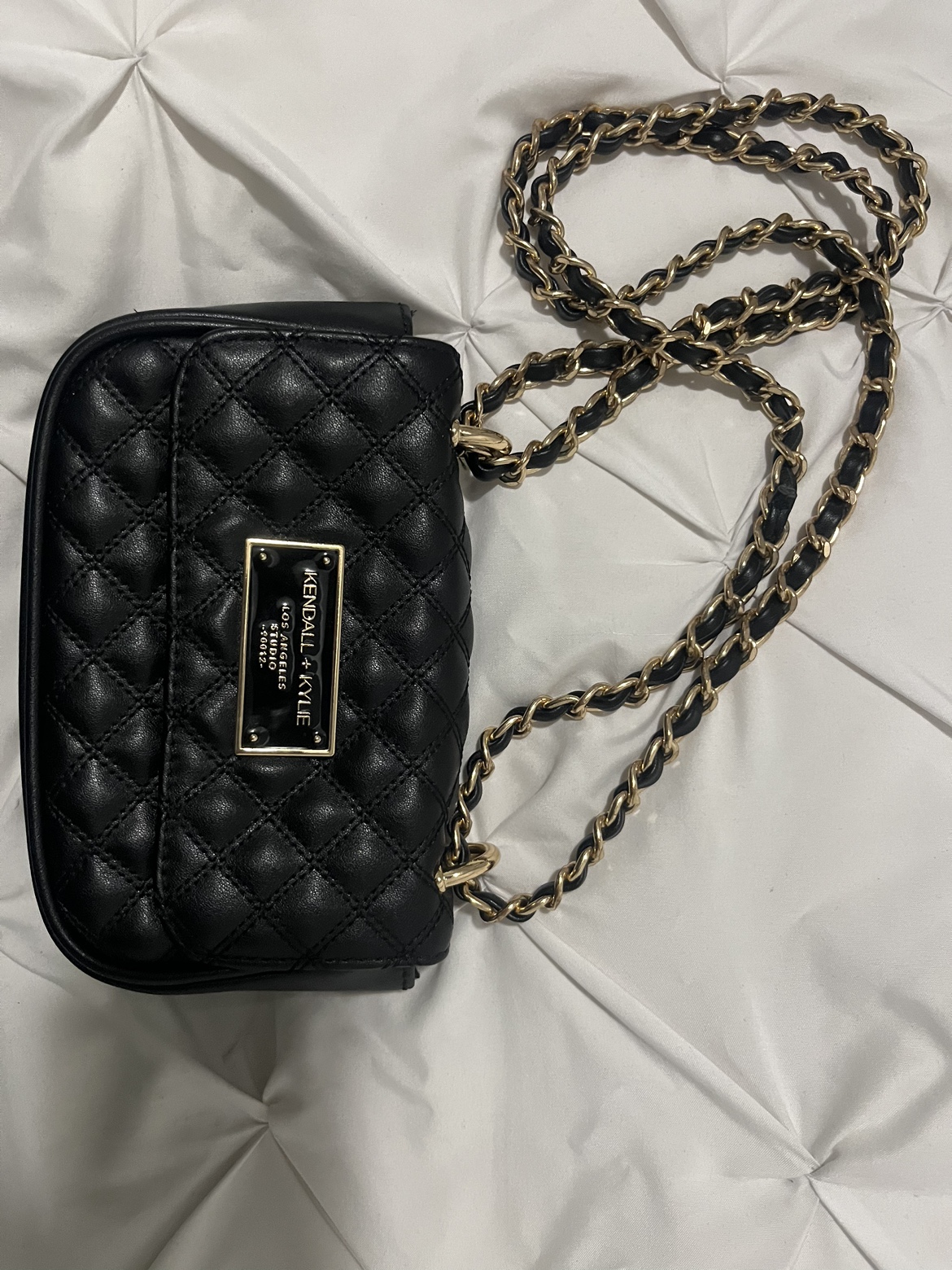 Black faux leather KENDALL + KYLIE side purse